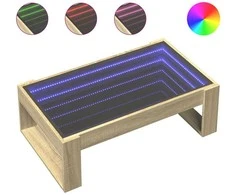 Kavos staliukas su Infinity LED lemputėmis, ąžuolo, 90x53x30cm