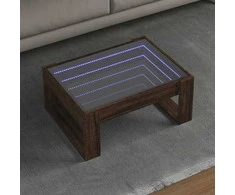 Kavos staliukas su Infinity LED lemputėmis, rudas, 70x53x30cm