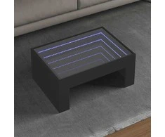 Kavos staliukas su Infinity LED lemputėmis, juodas, 70x50x30cm