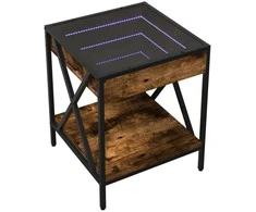 Kavos staliukas su Infinity LED lemputėmis, dūminis, 40x40x49cm