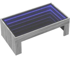 Kavos staliukas su Infinity LED lemputėmis, pilkas, 90x50x30cm