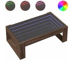Kavos staliukas su Infinity LED lemputėmis, rudas, 90x53x30cm