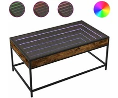 Kavos staliukas su Infinity LED lemputėmis, dūminis, 90x50x41cm