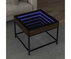 Kavos staliukas su Infinity LED lemputėmis, rudas, 50x50x41cm