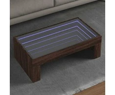 Kavos staliukas su Infinity LED lemputėmis, rudas, 90x50x30cm