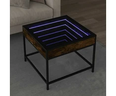 Kavos staliukas su Infinity LED lemputėmis, dūminis, 50x50x41cm