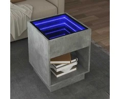 Kavos staliukas su Infinity LED lemputėmis, betono, 40x40x50cm
