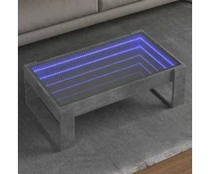 Kavos staliukas su Infinity LED lemputėmis, betono, 90x53x30cm