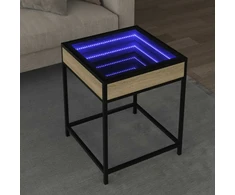 Kavos staliukas su Infinity LED lemputėmis, ąžuolo, 40x40x51cm