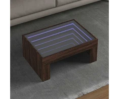 Kavos staliukas su Infinity LED lemputėmis, rudas, 70x50x30cm