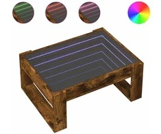 Kavos staliukas su Infinity LED lemputėmis, dūminis, 70x53x30cm