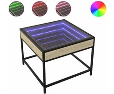 Kavos staliukas su Infinity LED lemputėmis, ąžuolo, 50x50x41cm