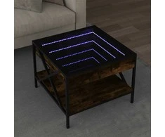 Kavos staliukas su Infinity LED lemputėmis, dūminis, 50x50x38cm