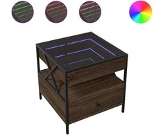 Kavos staliukas su Infinity LED lemputėmis, rudas, 50x50x51cm