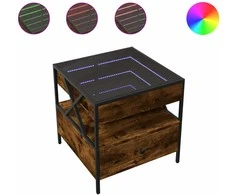 Kavos staliukas su Infinity LED lemputėmis, dūminis, 50x50x51cm