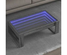Kavos staliukas su Infinity LED lemputėmis, pilkas, 90x53x30cm