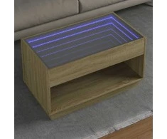 Kavos staliukas su Infinity LED lemputėmis, ąžuolo, 90x50x50cm