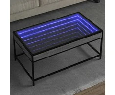 Kavos staliukas su Infinity LED lemputėmis, pilkas, 90x50x41cm