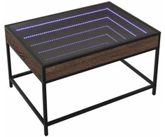 Kavos staliukas su Infinity LED lemputėmis, rudas, 70x50x41cm