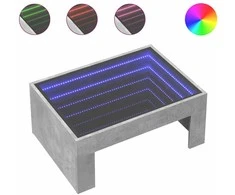 Kavos staliukas su Infinity LED lemputėmis, betono, 70x50x30cm