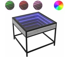 Kavos staliukas su Infinity LED lemputėmis, pilkas, 50x50x41cm