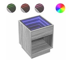 Kavos staliukas su Infinity LED lemputėmis, pilkas, 40x40x50cm