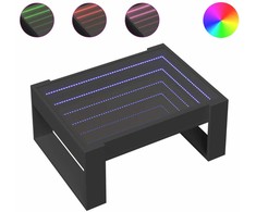 Kavos staliukas su Infinity LED lemputėmis, juodas, 70x53x30cm