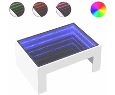 Kavos staliukas su Infinity LED lemputėmis, baltas, 70x50x30cm