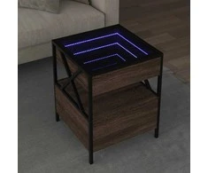 Kavos staliukas su Infinity LED lemputėmis, rudas, 40x40x51cm