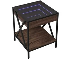 Kavos staliukas su Infinity LED lemputėmis, rudas, 40x40x49cm