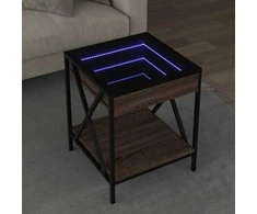 Kavos staliukas su Infinity LED lemputėmis, rudas, 40x40x49cm
