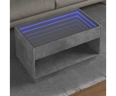 Kavos staliukas su Infinity LED lemputėmis, betono, 90x50x50cm