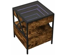 Kavos staliukas su Infinity LED lemputėmis, dūminis, 40x40x51cm