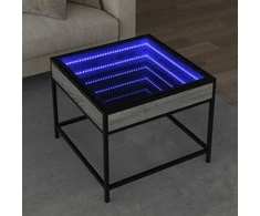 Kavos staliukas su Infinity LED lemputėmis, pilkas, 50x50x41cm