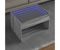 Kavos staliukas su Infinity LED lemputėmis, pilkas, 70x50x50cm