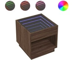 Kavos staliukas su Infinity LED lemputėmis, rudas, 50x50x50cm