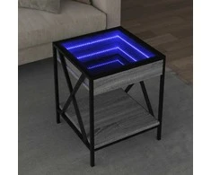 Kavos staliukas su Infinity LED lemputėmis, pilkas, 40x40x49cm