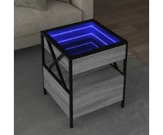 Kavos staliukas su Infinity LED lemputėmis, pilkas, 40x40x51cm