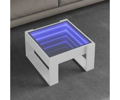 Kavos staliukas su Infinity LED lemputėmis, baltas, 50x53x30cm