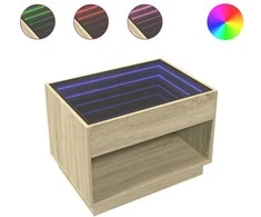 Kavos staliukas su Infinity LED lemputėmis, ąžuolo, 70x50x50cm