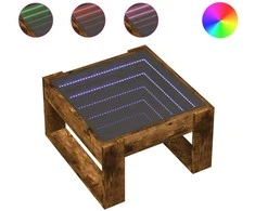 Kavos staliukas su Infinity LED lemputėmis, dūminis, 50x53x30cm