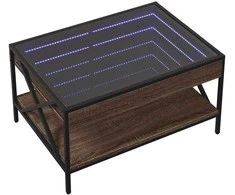 Kavos staliukas su Infinity LED lemputėmis, rudas, 70x50x38cm