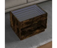 Kavos staliukas su Infinity LED lemputėmis, dūminis, 70x50x50cm