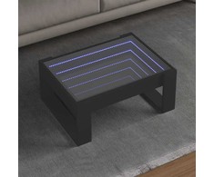 Kavos staliukas su Infinity LED lemputėmis, juodas, 70x53x30cm