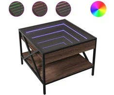Kavos staliukas su Infinity LED lemputėmis, rudas, 50x50x38cm
