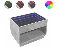 Kavos staliukas su Infinity LED lemputėmis, betono, 70x50x50cm