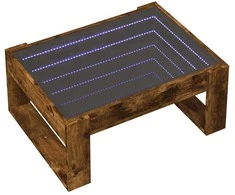 Kavos staliukas su Infinity LED lemputėmis, dūminis, 70x53x30cm