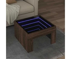 Kavos staliukas su Infinity LED lemputėmis, rudas, 50x50x30cm