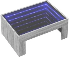 Kavos staliukas su Infinity LED lemputėmis, pilkas, 70x50x30cm