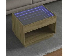 Kavos staliukas su Infinity LED lemputėmis, ąžuolo, 70x50x50cm